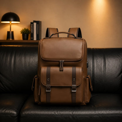 SLEEK PANEL LEATHER BACKPACK