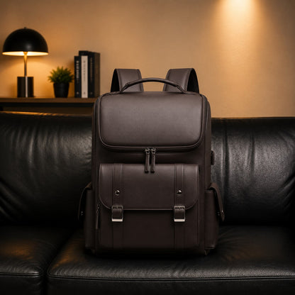 SLEEK PANEL LEATHER BACKPACK